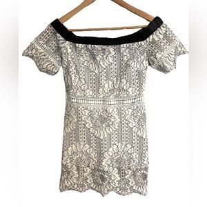 Forever 21 Black White Lace Dress Size Small New W Tags Off The Shoulder Lined